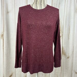 Planet Gold Sweater Lightweight Long Sleeve Drop Shoulder Top Maroon Size Small